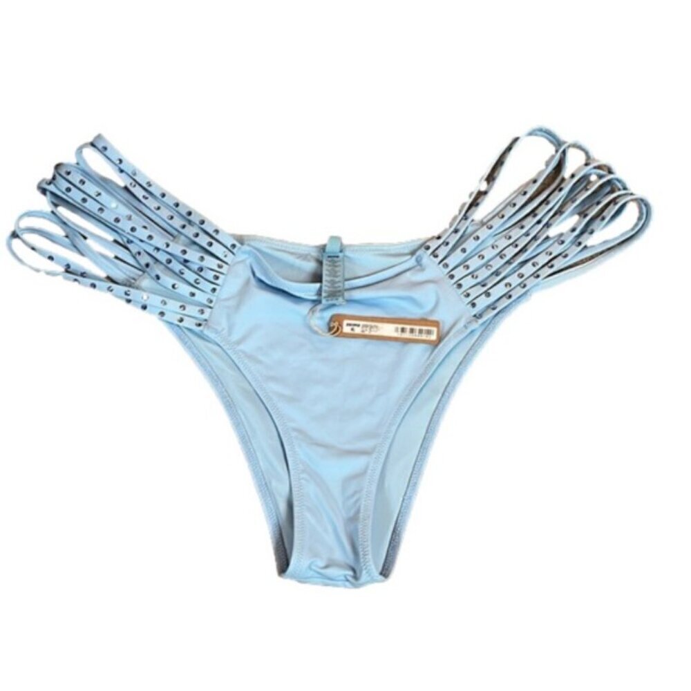 NWT Skims 3X Rhinestone Strappy Bikini Bottom Iris Blue